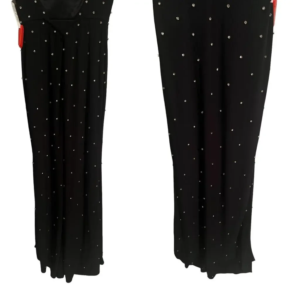 Ieena Mac Duggal Rhinestone Embellished V-Neck Gown Size 2 NWT $298 70232 - Picture 3 of 7